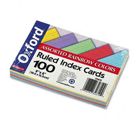 Esselte Pendaflex 34610 Ruled Index Cards  4 X 6  Blue/Violet/Canary/Green/Cherry  100 Per Pack